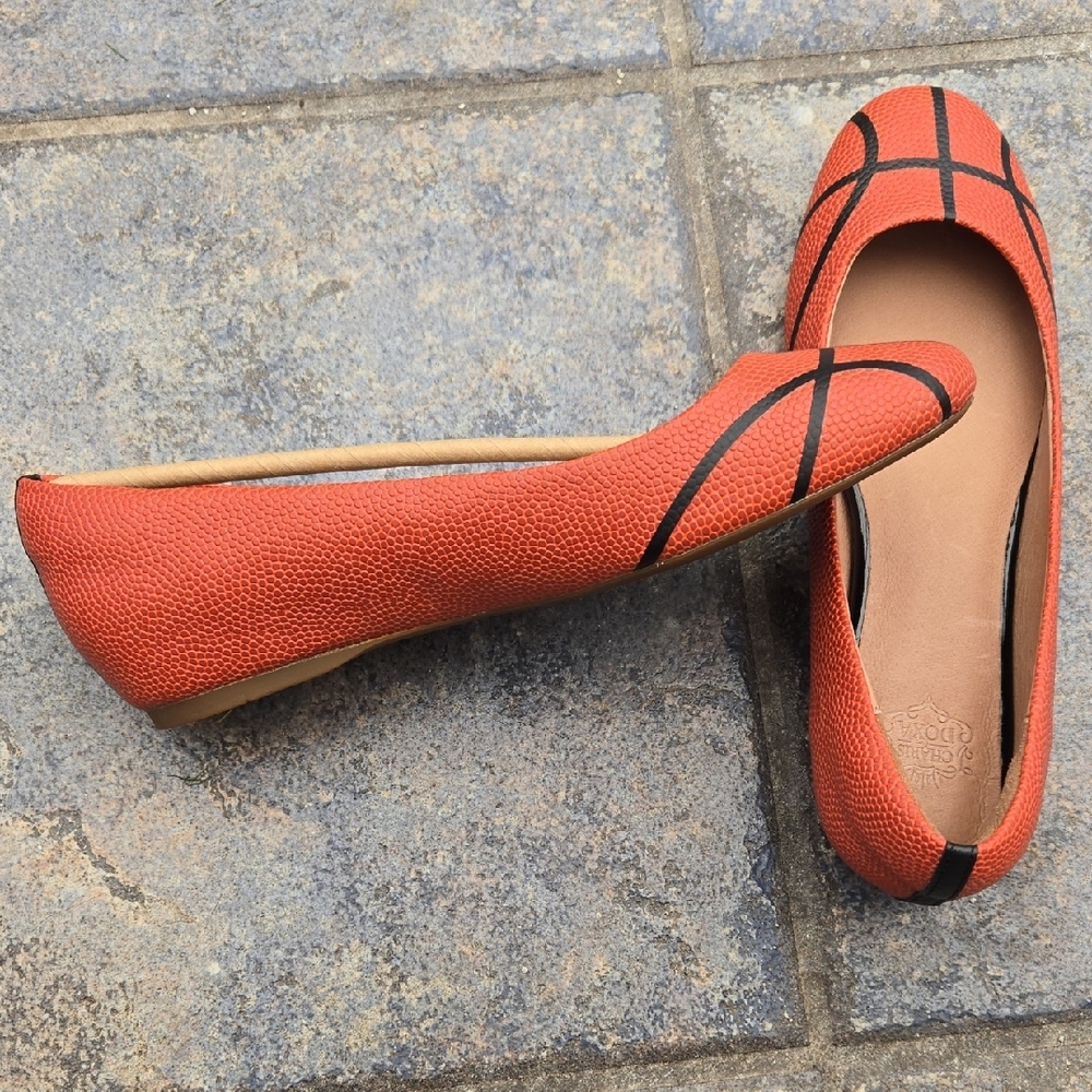 Orange and Black Basketball-Inspired Flats - Picture 2 of 4